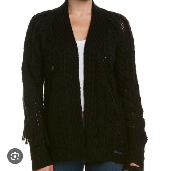 Zadig & Voltaire Mega Distressed Black Dalia Cardigan - Picture 1 of 8